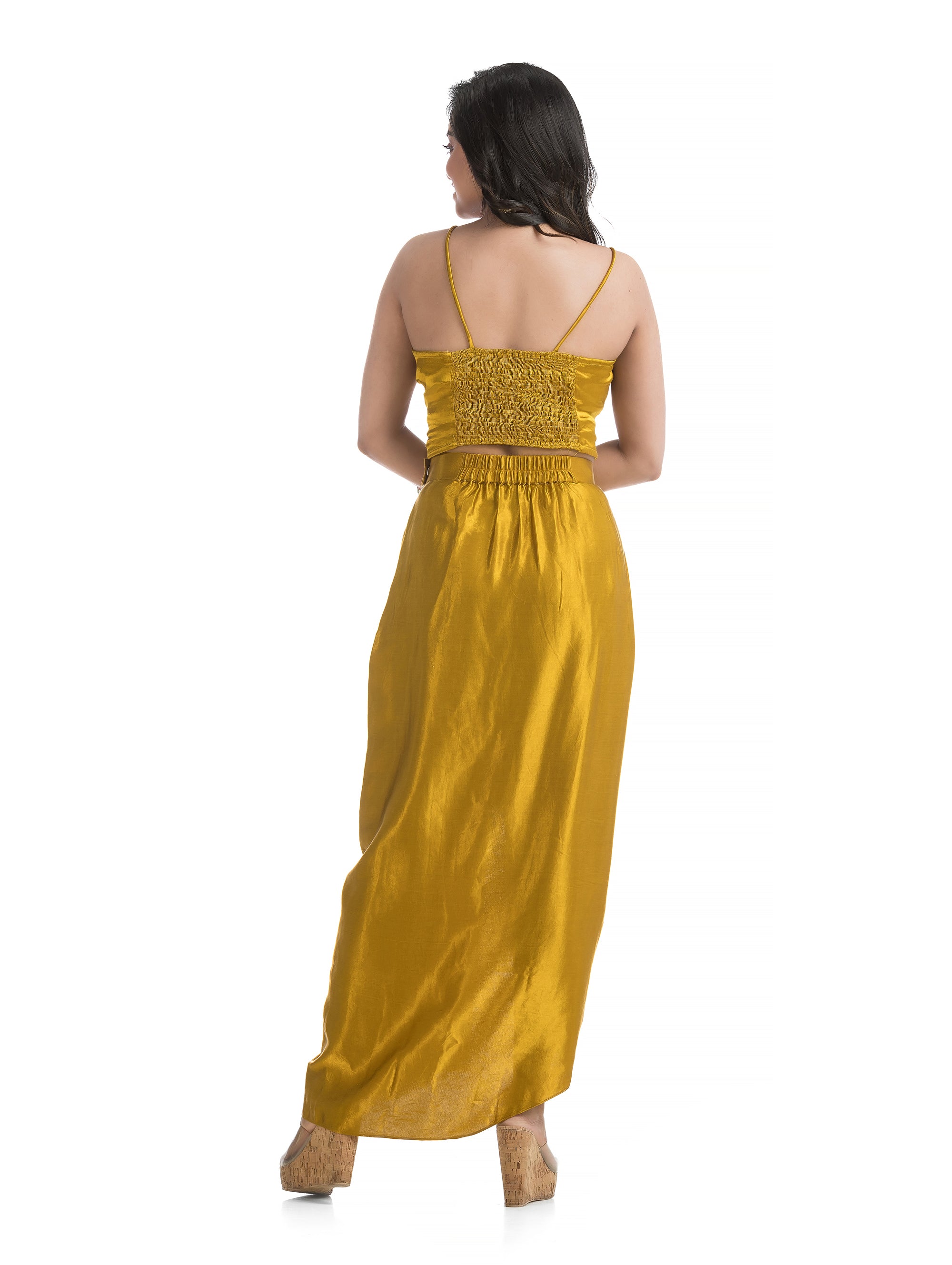 Golden Yellow Mashru Silk Blazer Co-ord Set