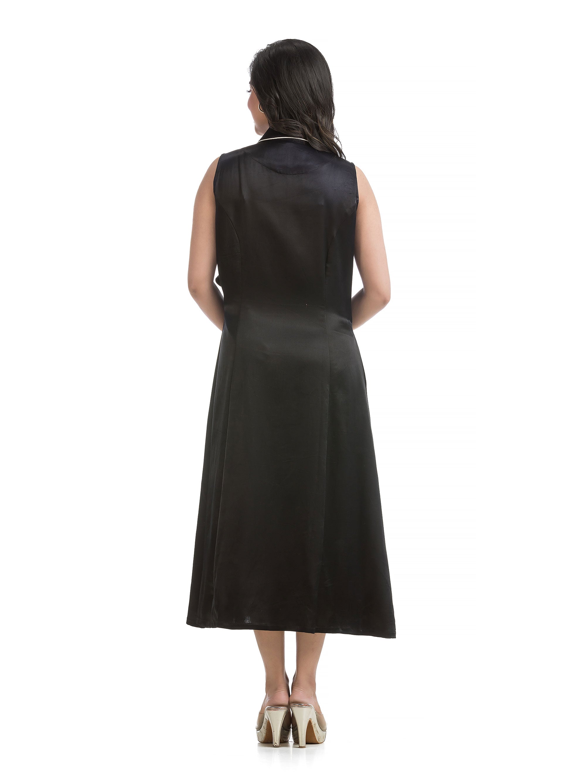 Black Body Wrapper Dress in Silk