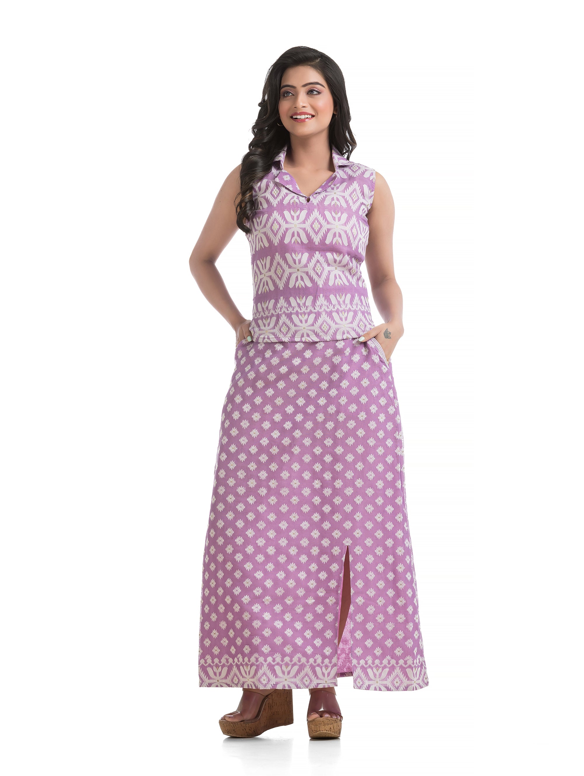 Lavender Jamdani Co-Ord Set