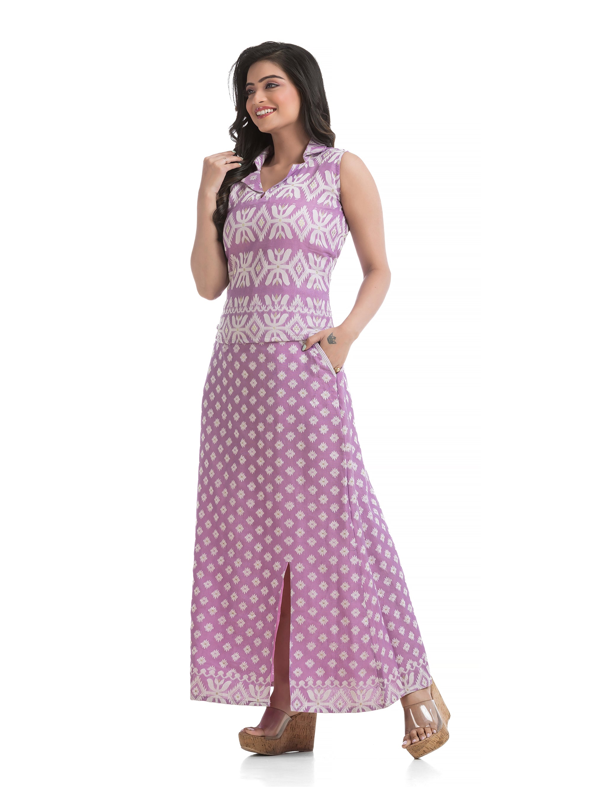 Lavender Jamdani Co-Ord Set