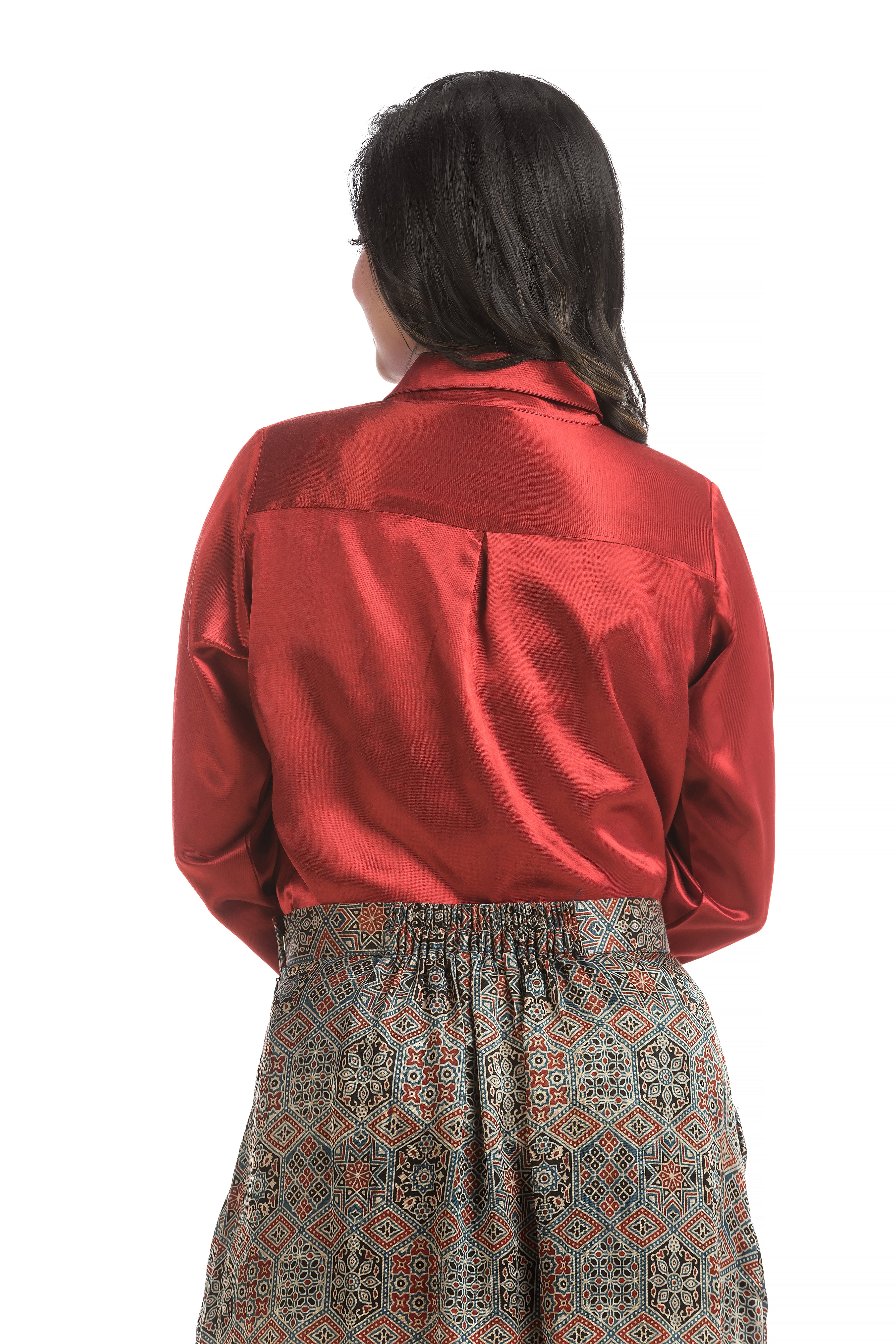 Red Mashru Silk Party Wear Shirt