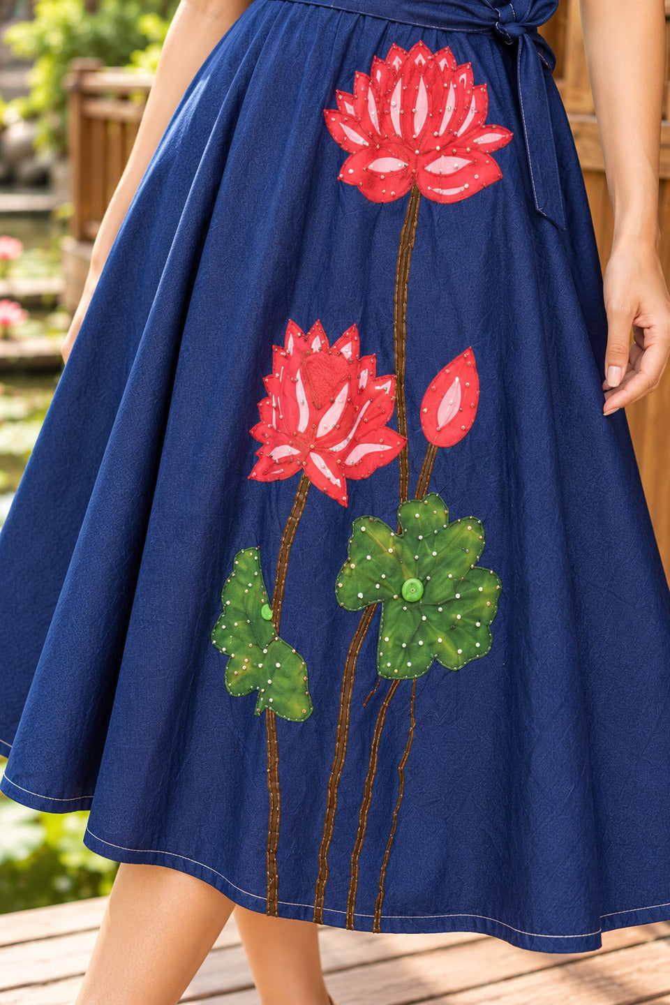 Women's Denim Hand Work Hand Painted Blue Dress