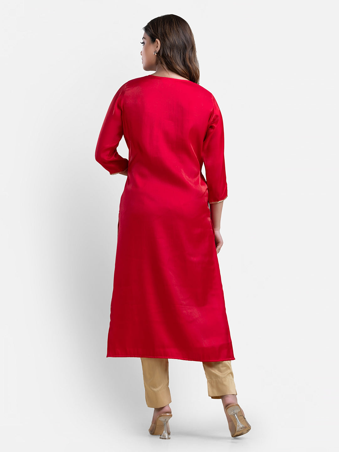 Women's 3/4 Th Sleeves Pink Jori Work Kurta