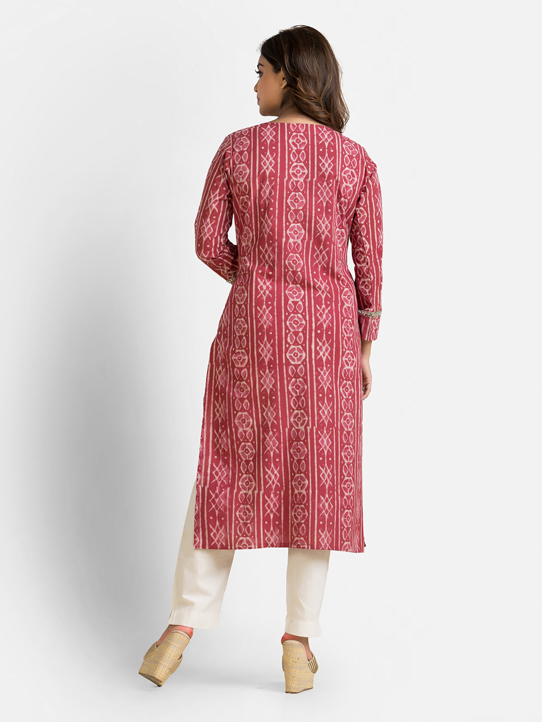 Women's Cotton Blush Dabu Mirror Kurti