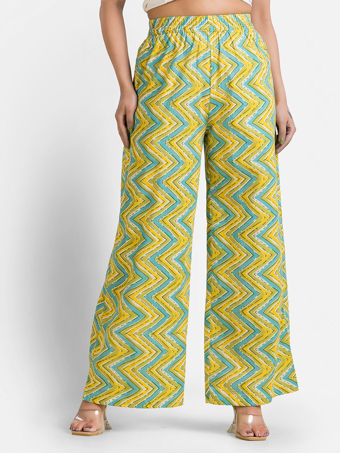 Women's Cotton Green Ankle Length Palazzo