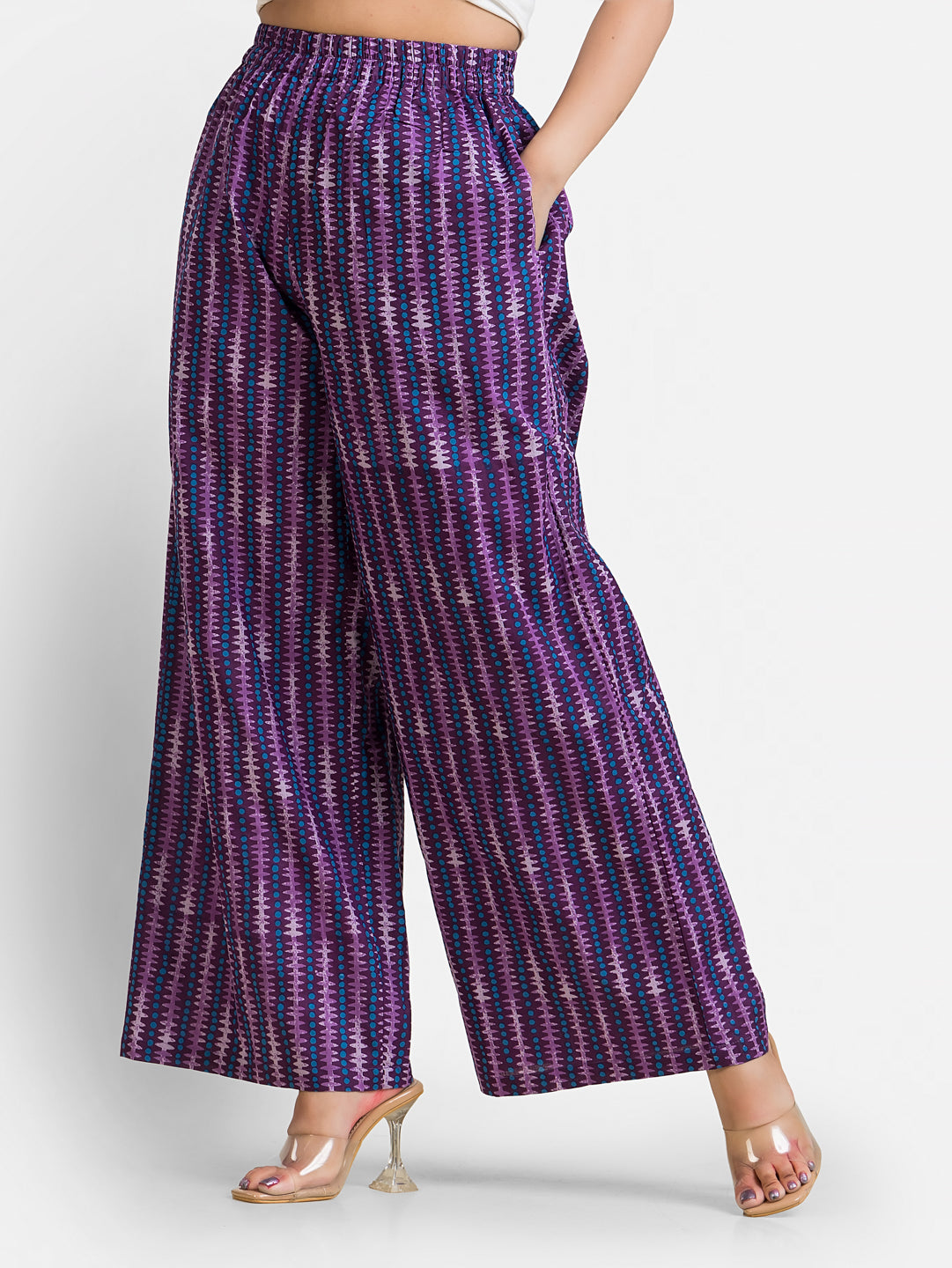 Women's Cotton Purple Ankle Length Palazzo