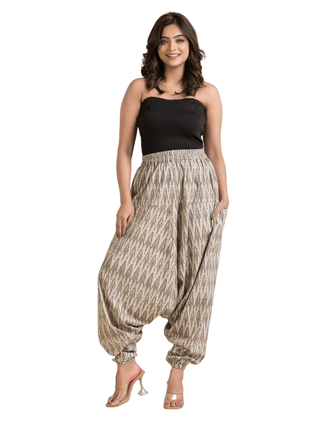 Women's Cotton Grey Ajrakh Printed Harem Pant