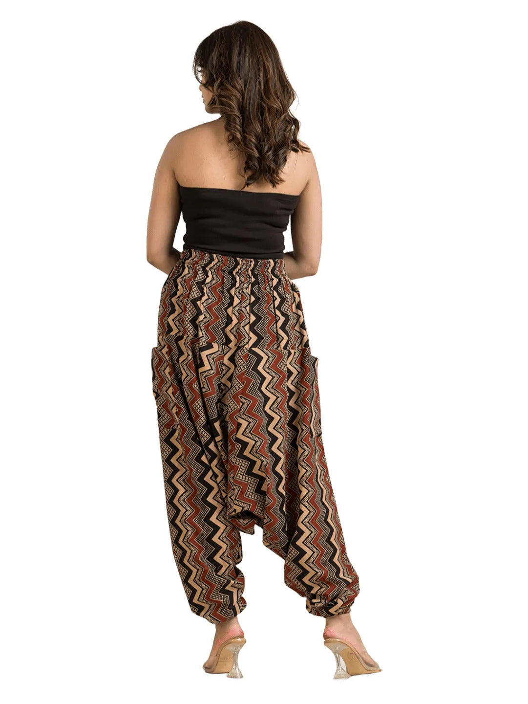 Women's Cotton Black Ajrakh Printed Harem Pant - Crazy Needle Online
