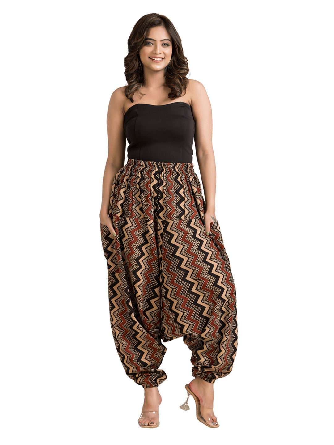 Women's Cotton Black Ajrakh Printed Harem Pant