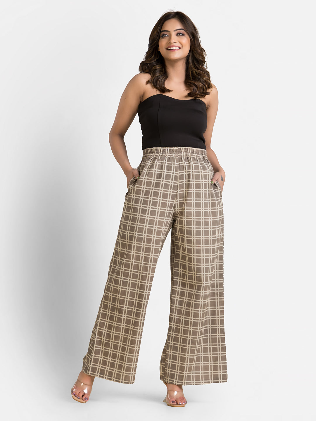 Women's Cotton Cream Ankle Length Palazzo