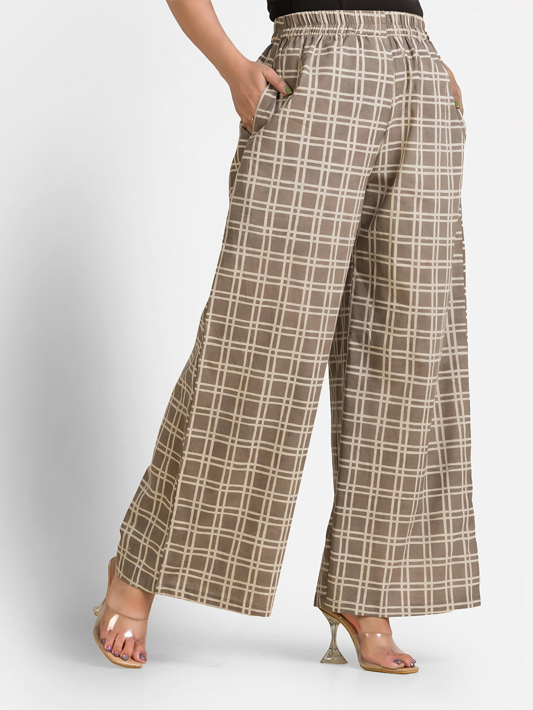 Women's Cotton Cream Ankle Length Palazzo