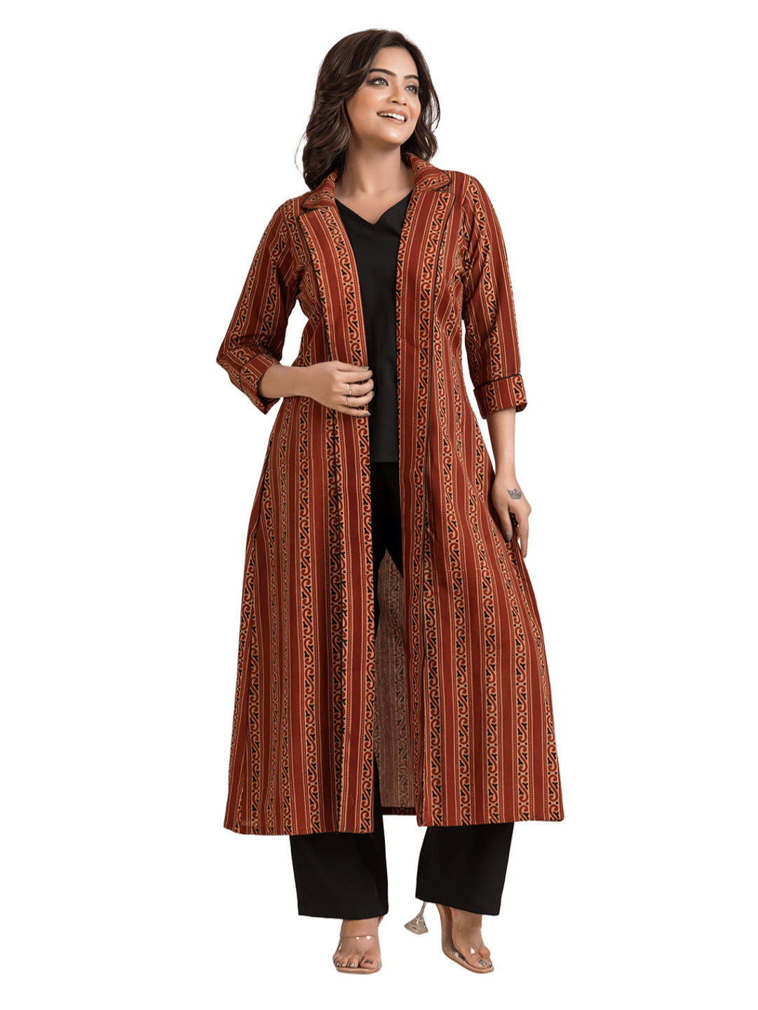 Women's Cotton Maroon Long Shrug