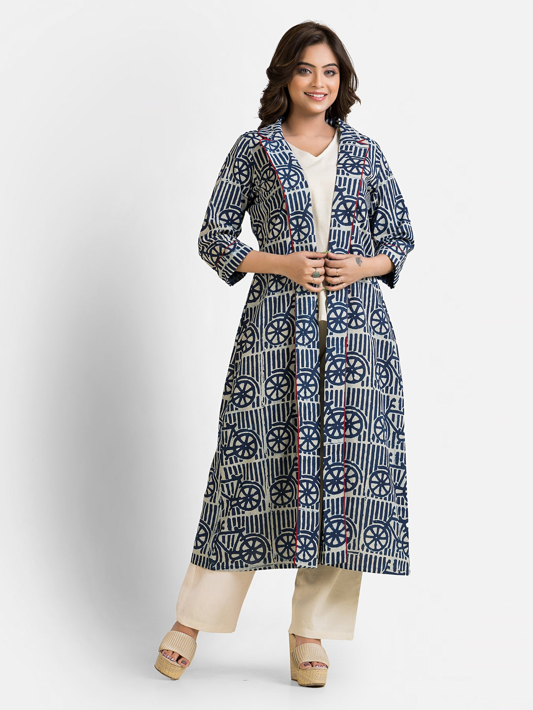 Women's Cotton Blue Long Shrug