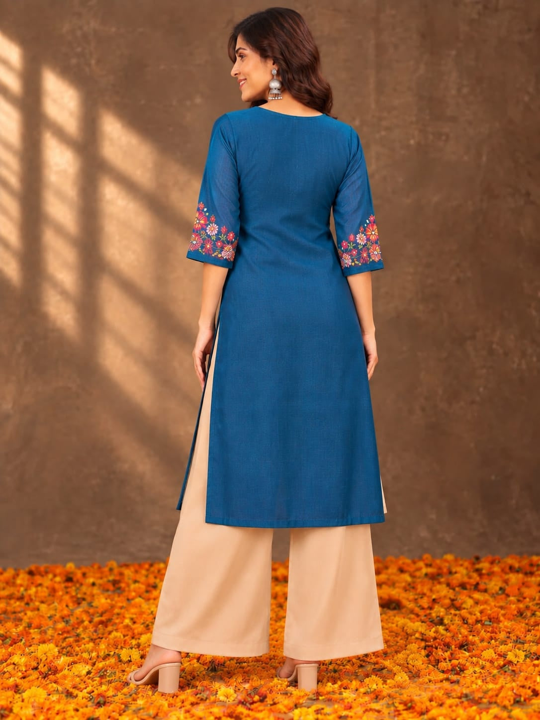 Women's Blue Handwork Kurti