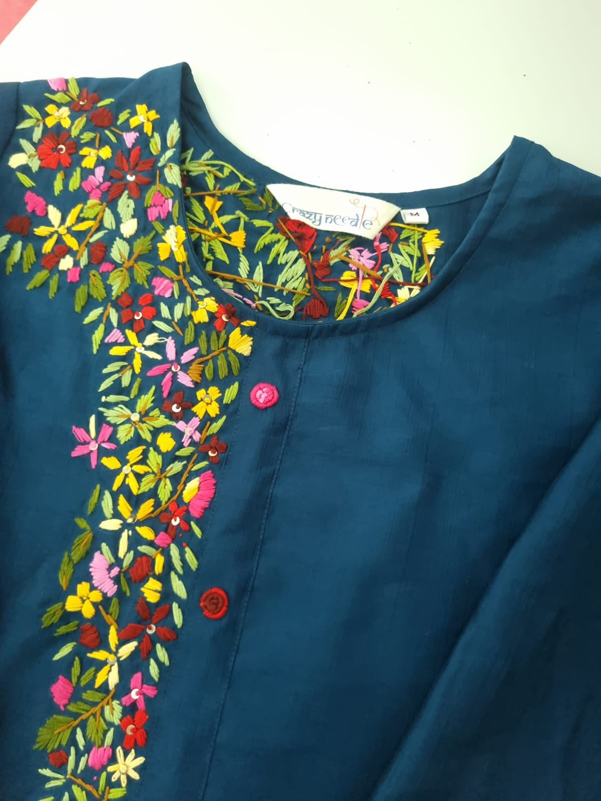 Women's Blue Threadwork Kurti