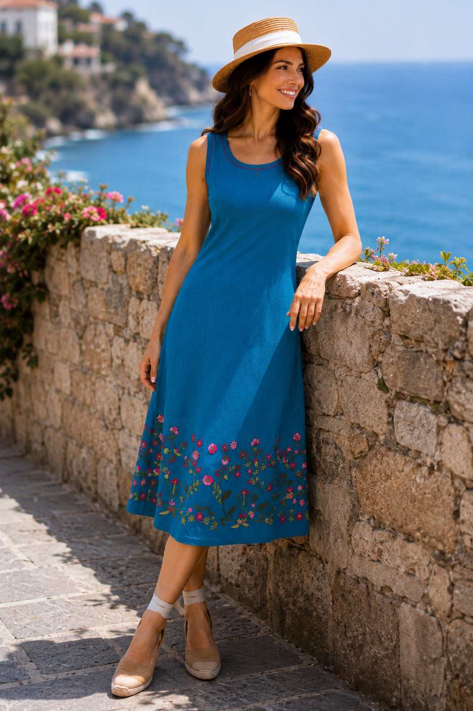 Women's Thread Work Blue Dress