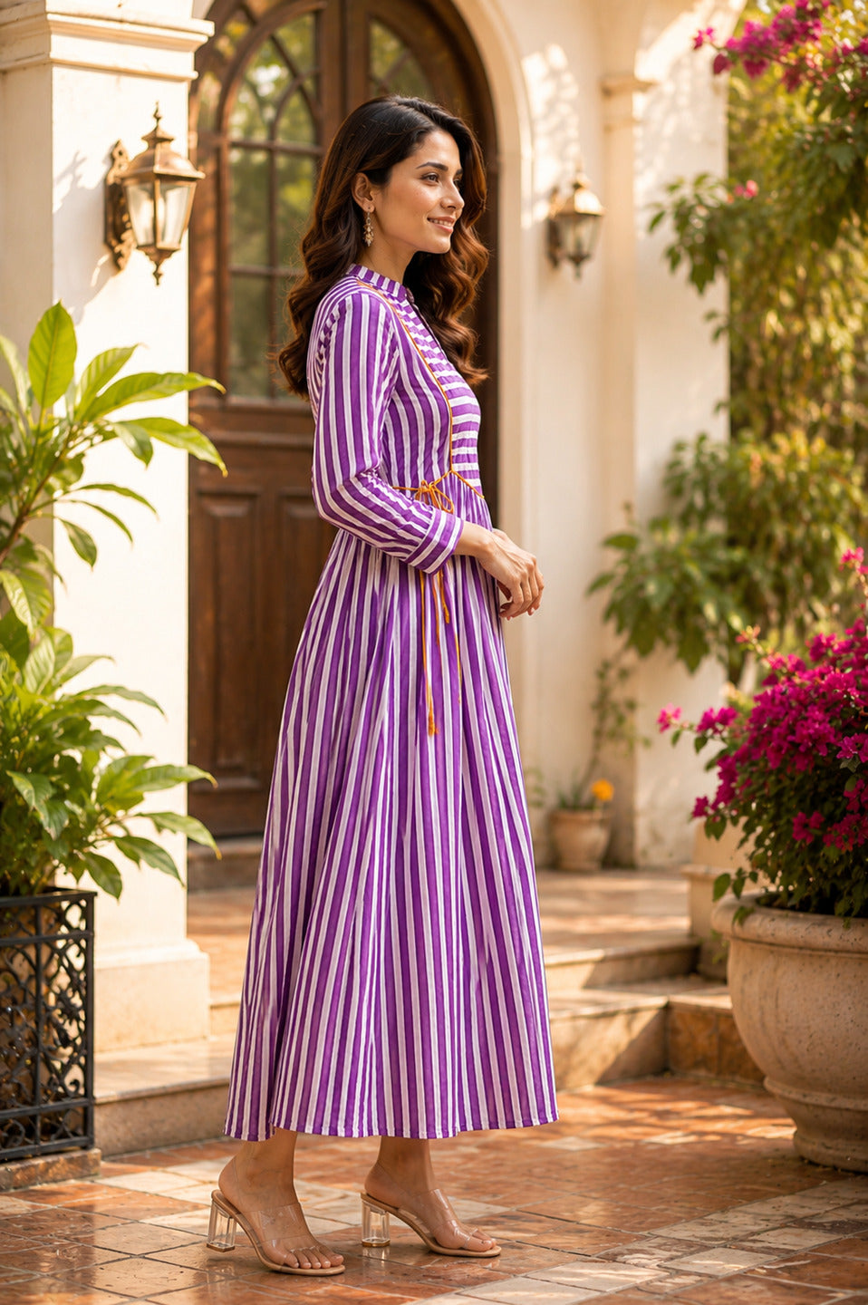 Women's Purple 3/4th Sleeves dress