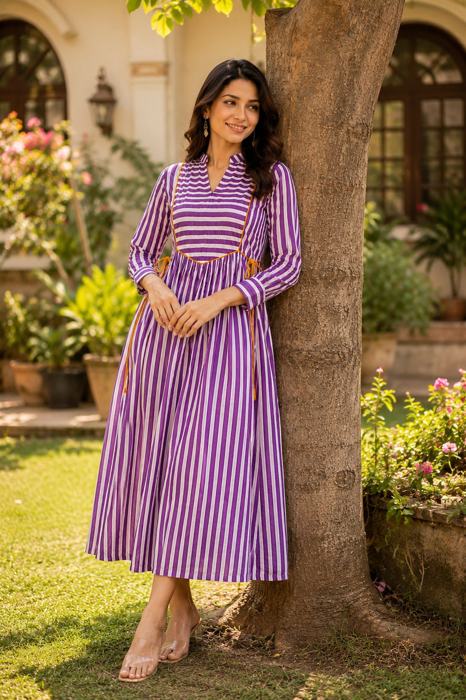 Women's Purple 3/4th Sleeves dress