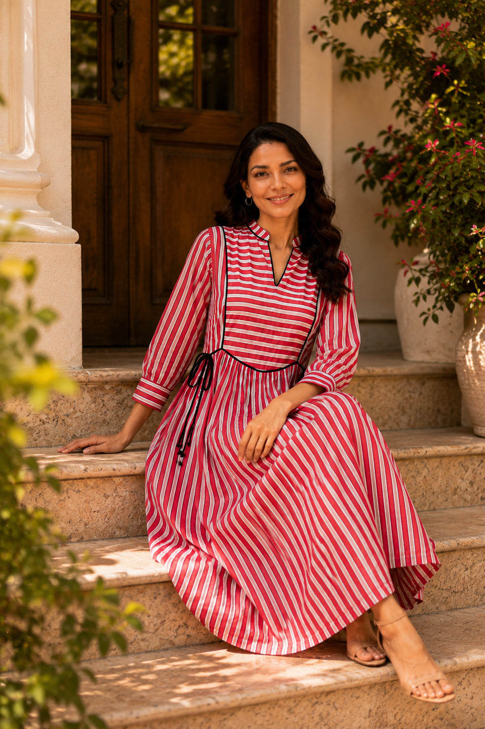 Women's Red 3/4th Sleeves dress