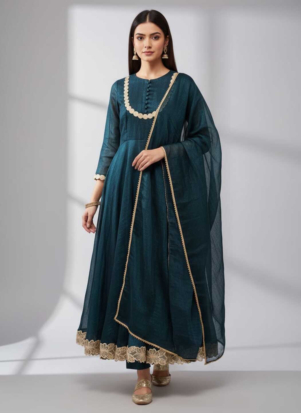 Women's Blue Dress With Pant And Dupatta