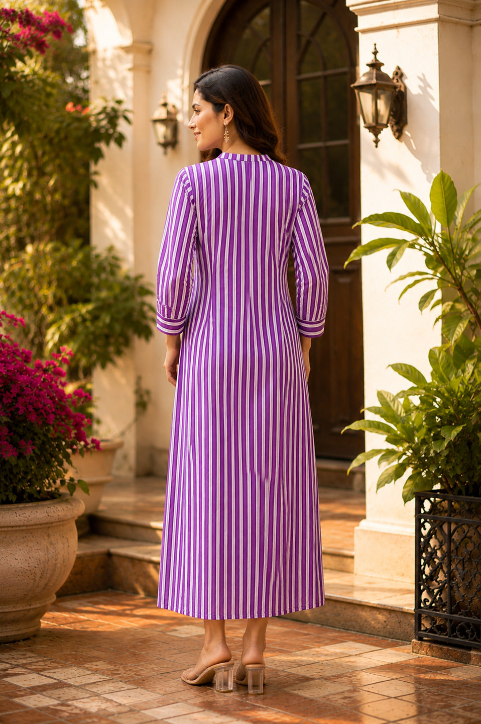 Women's Purple 3/4th Sleeves dress