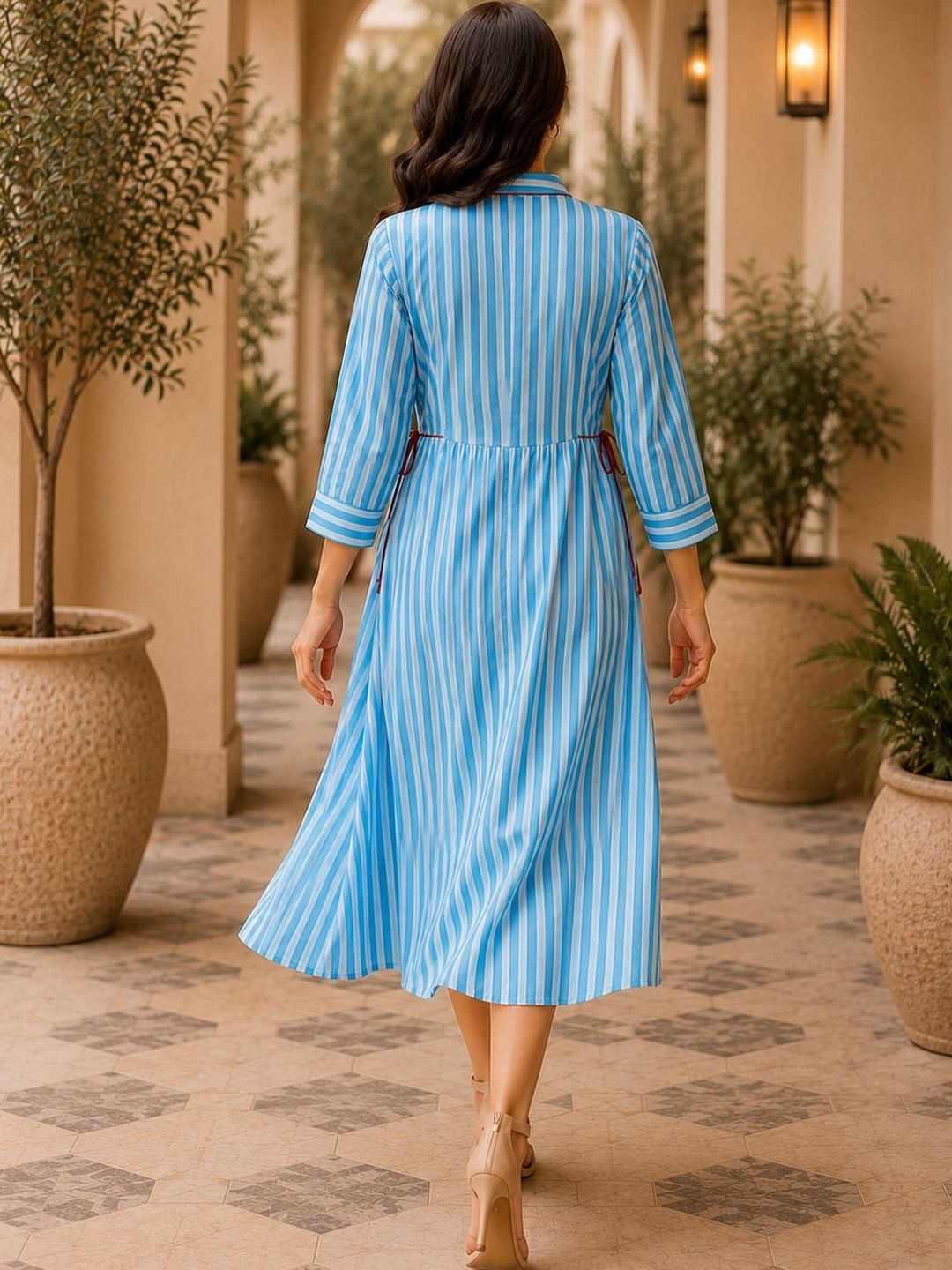 Women's Blue 3/4th Sleeves dress