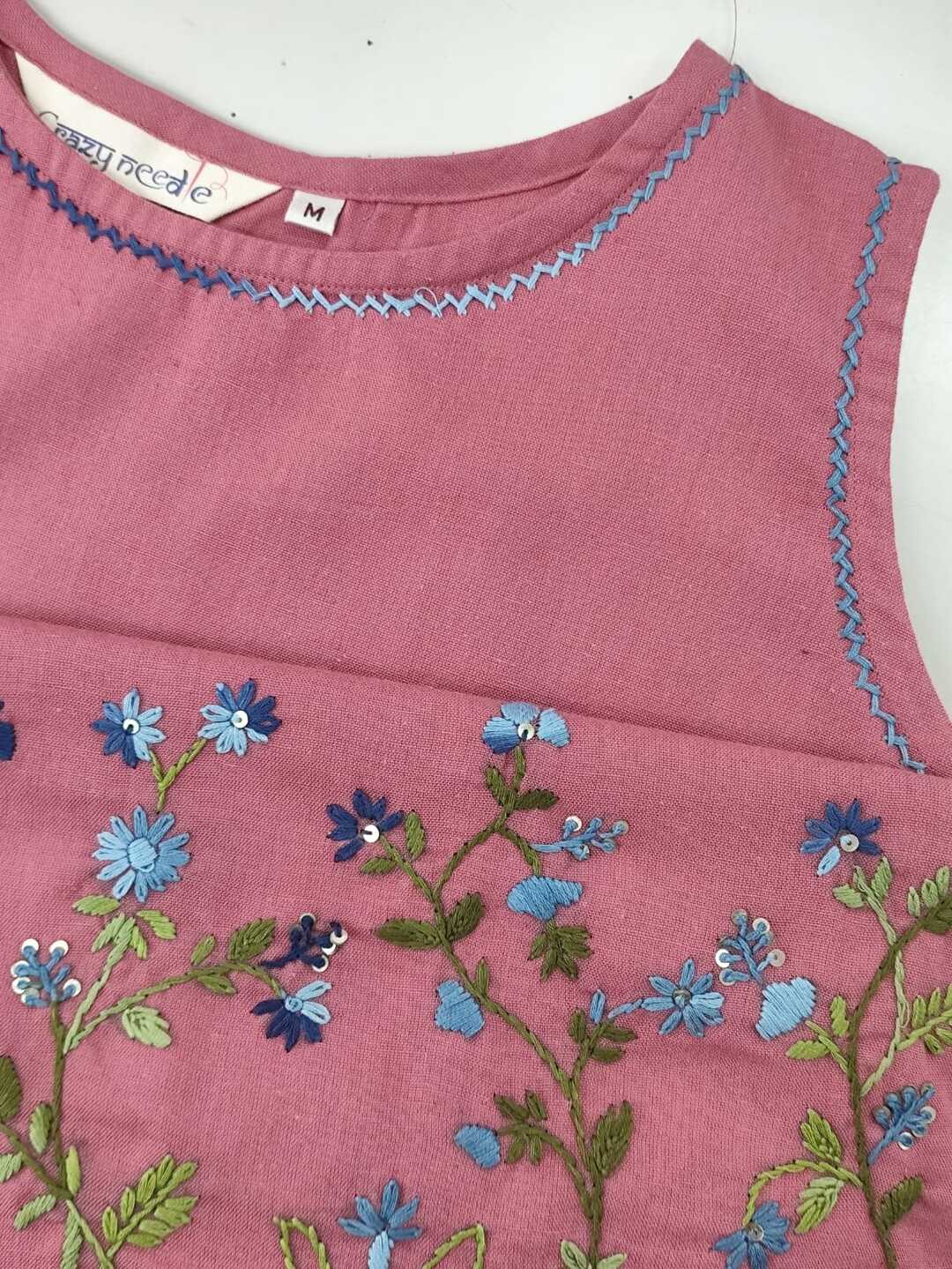Women's Thread Work Dusty Rose Pink Dress