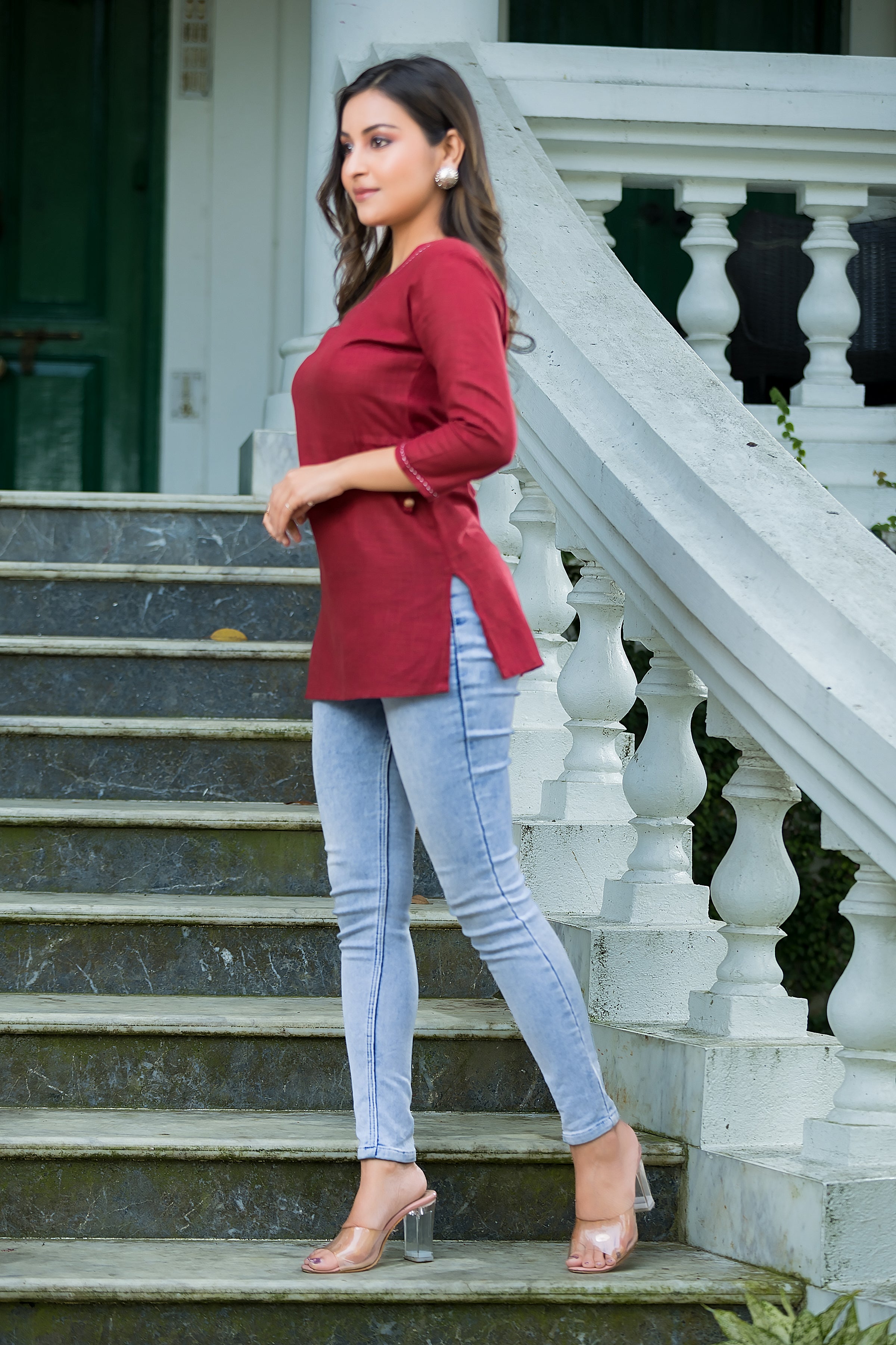 Women's Red Cotton String Top