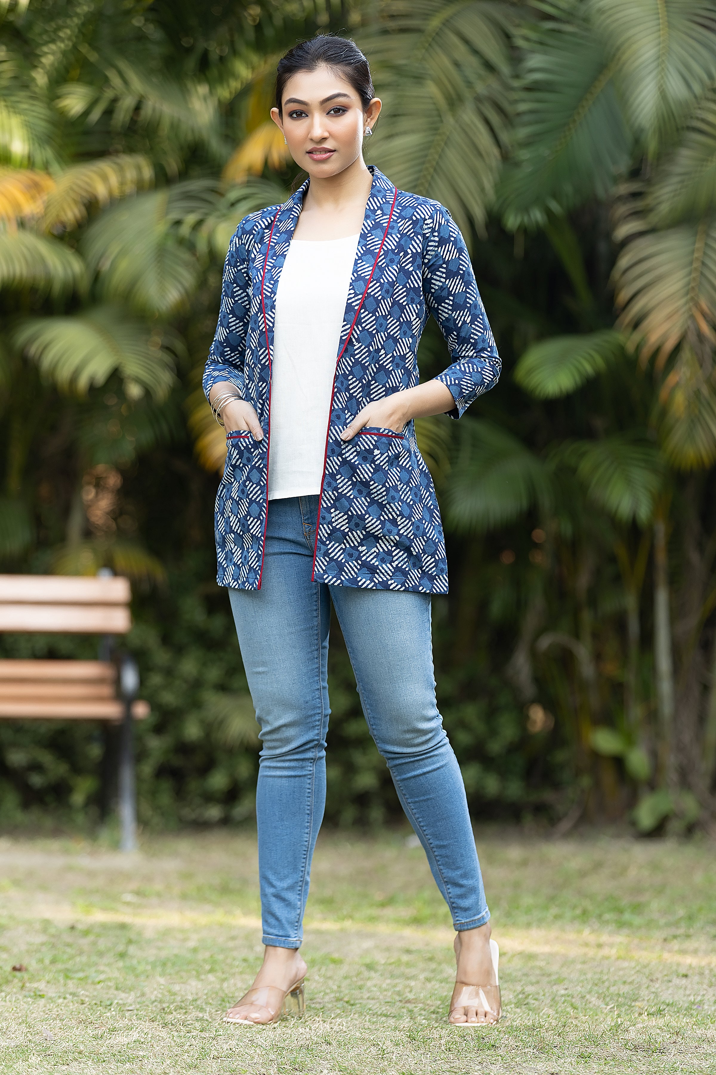 Women's Indigo Shawl Collar Jacket