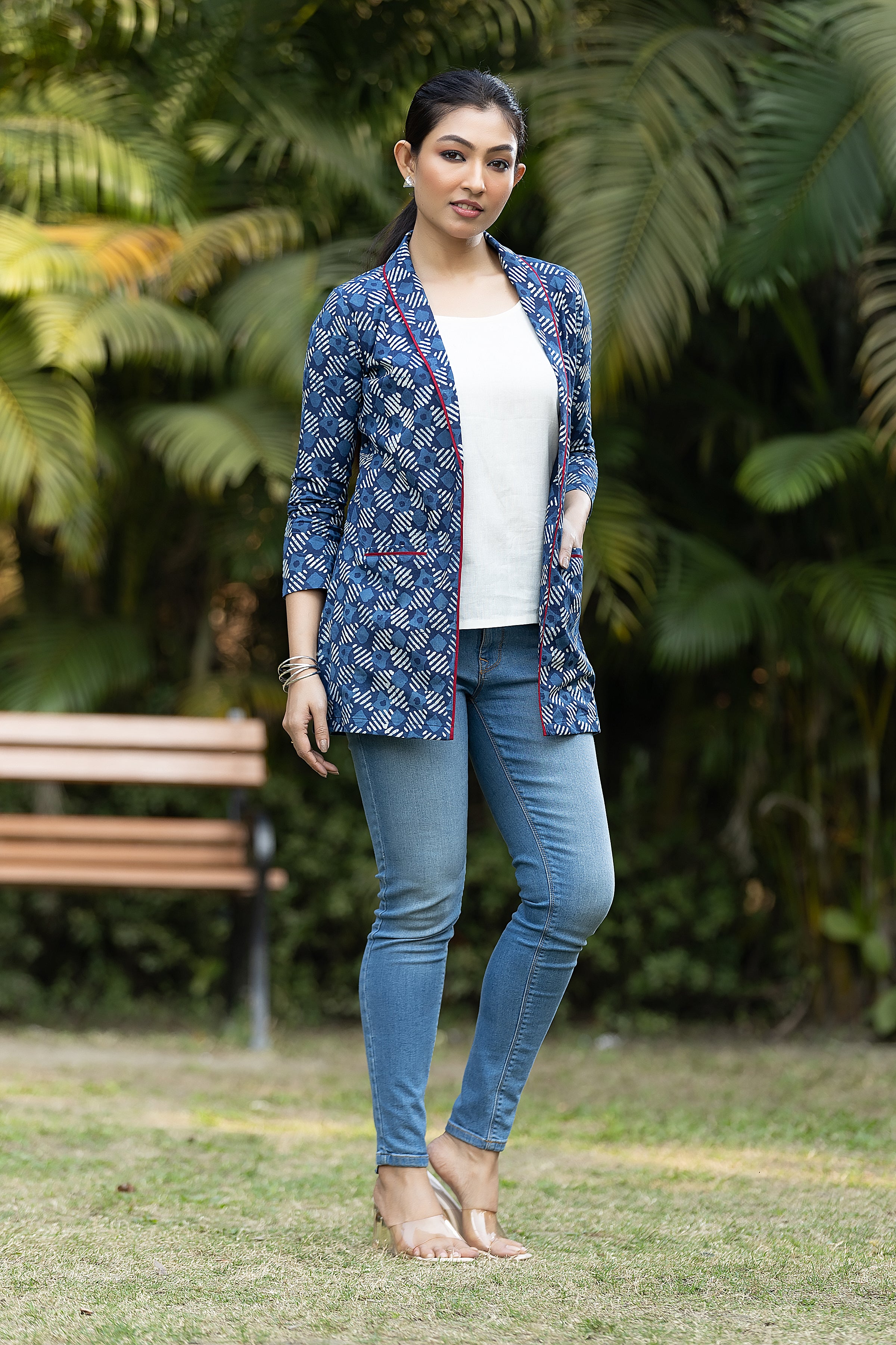 Women's Indigo Shawl Collar Jacket