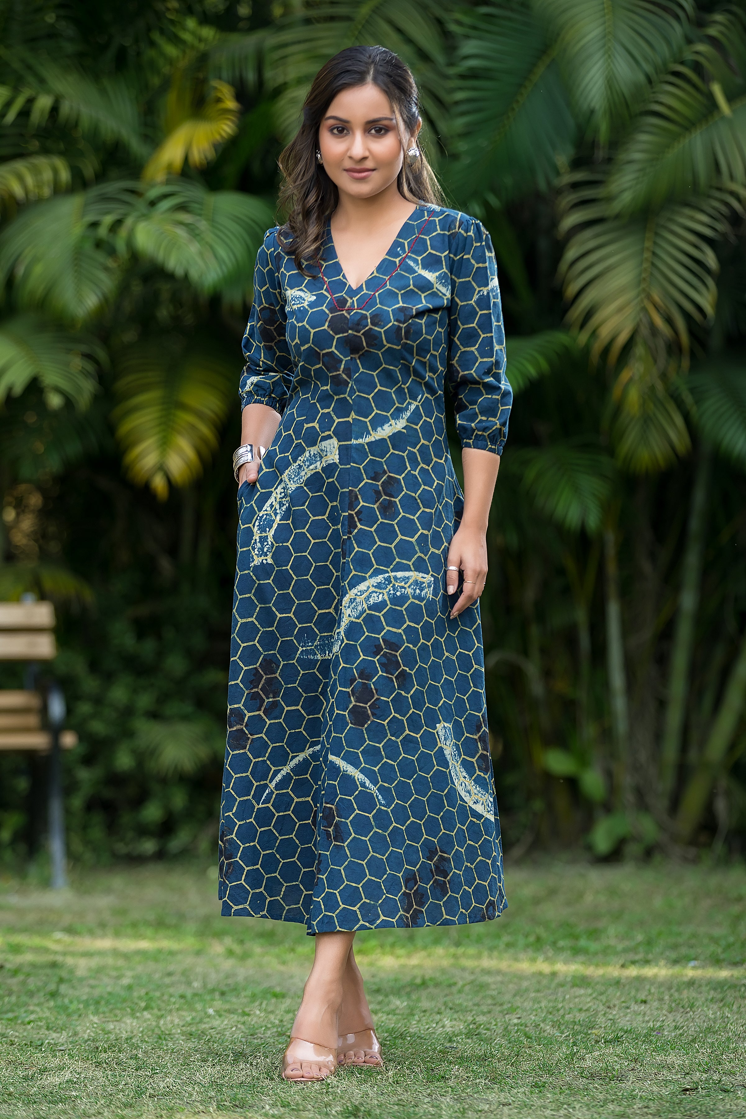 Women's Indigo Handblock Dress