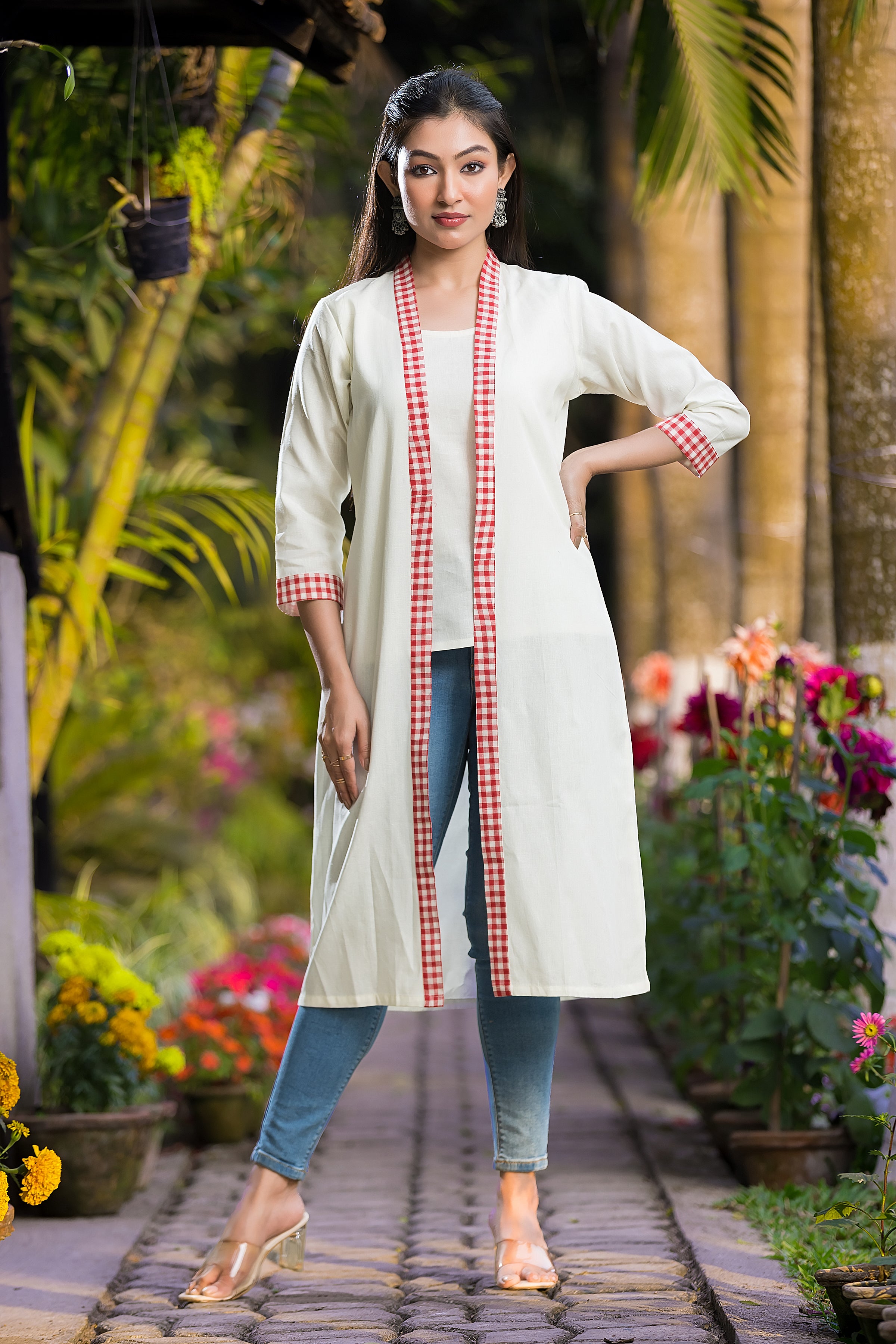 Women's Long White Cotton Shrug