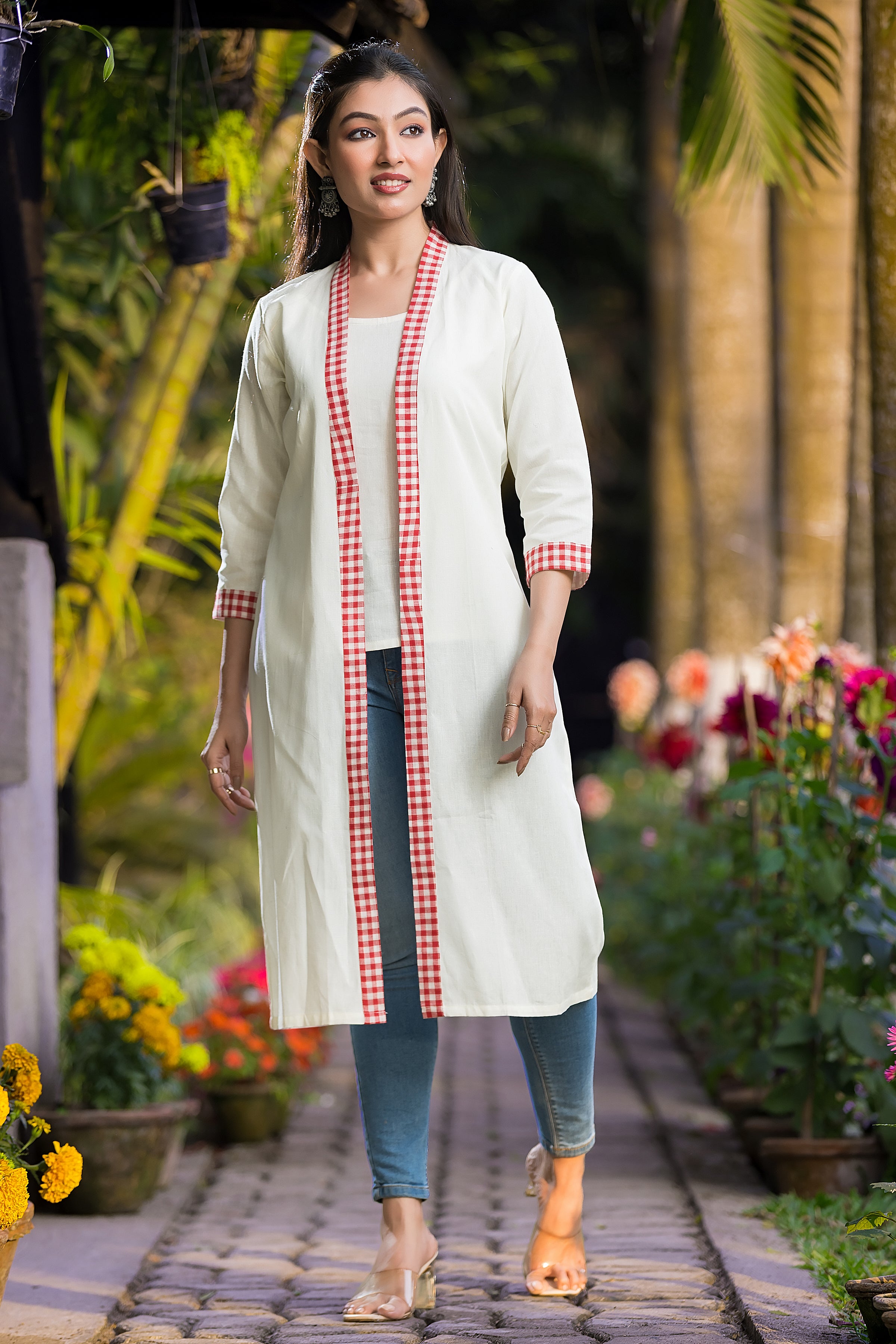 Women's Long White Cotton Shrug