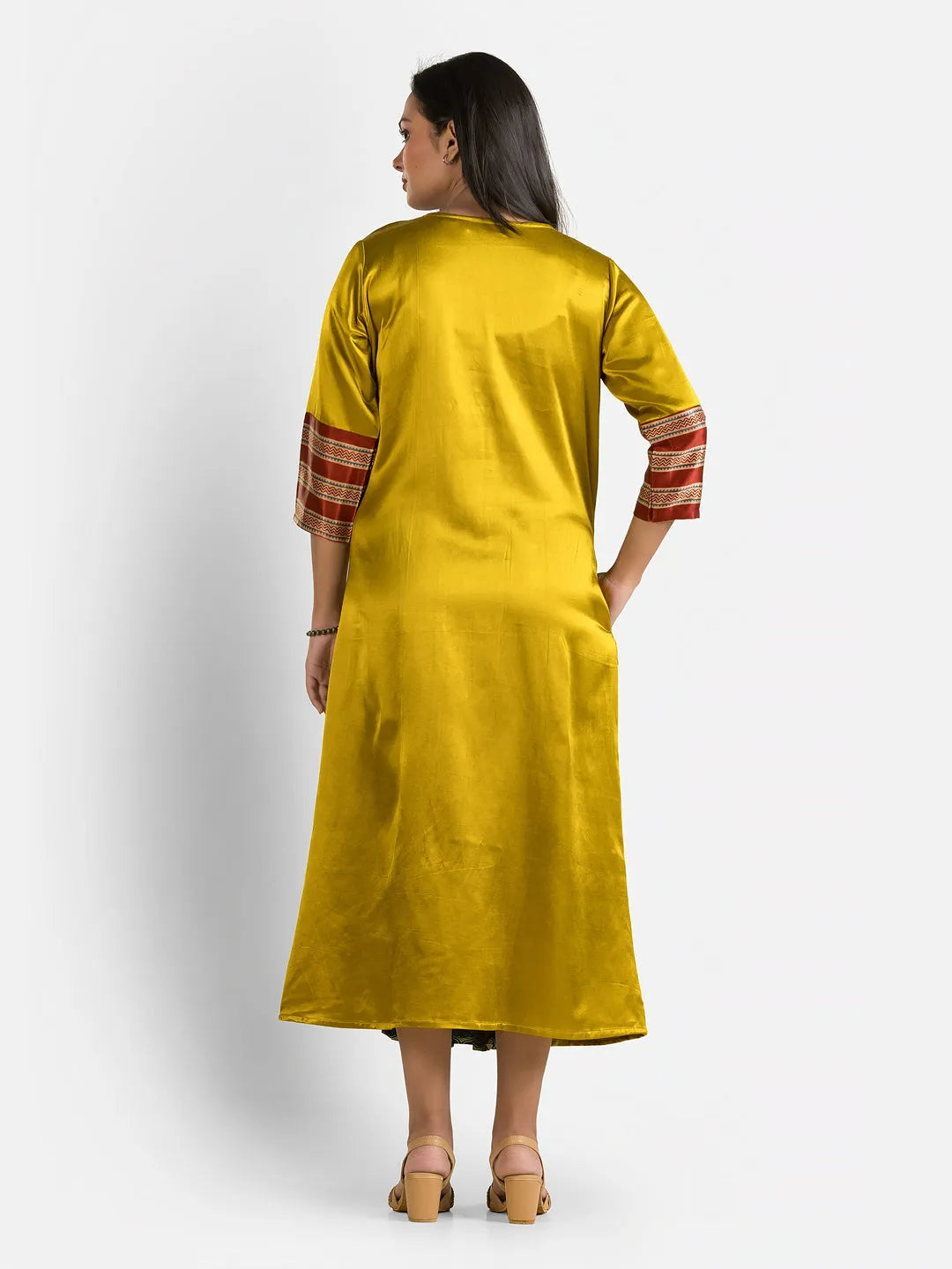 Women's Yellow Mashru Silk Dress
