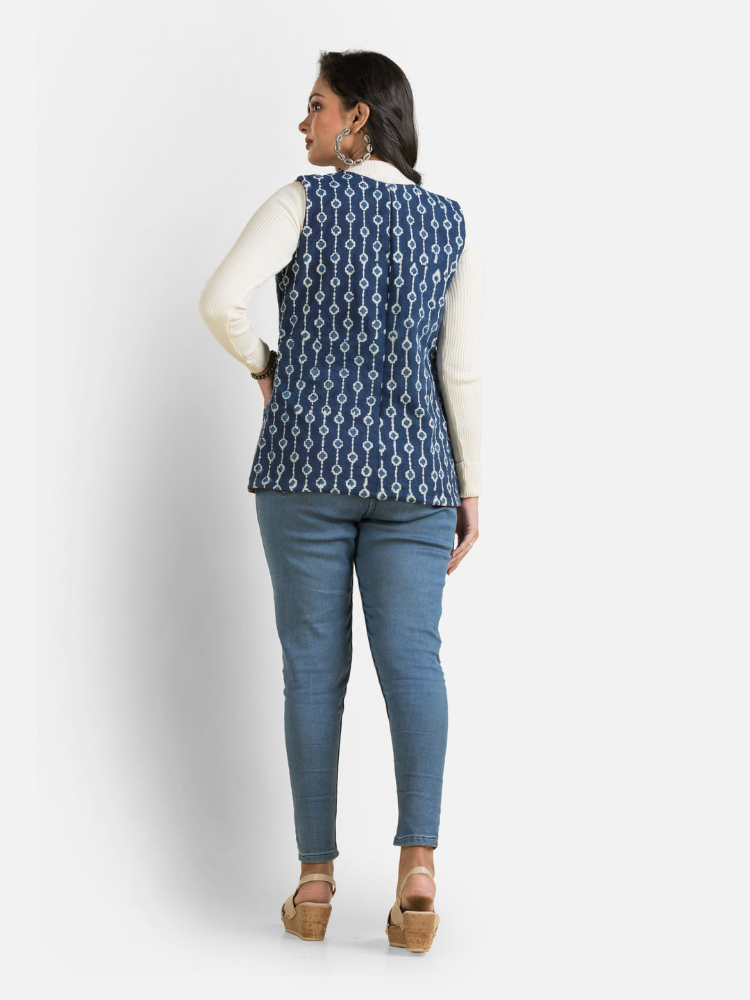 Women's Handblock Cotton Indigo Jacket