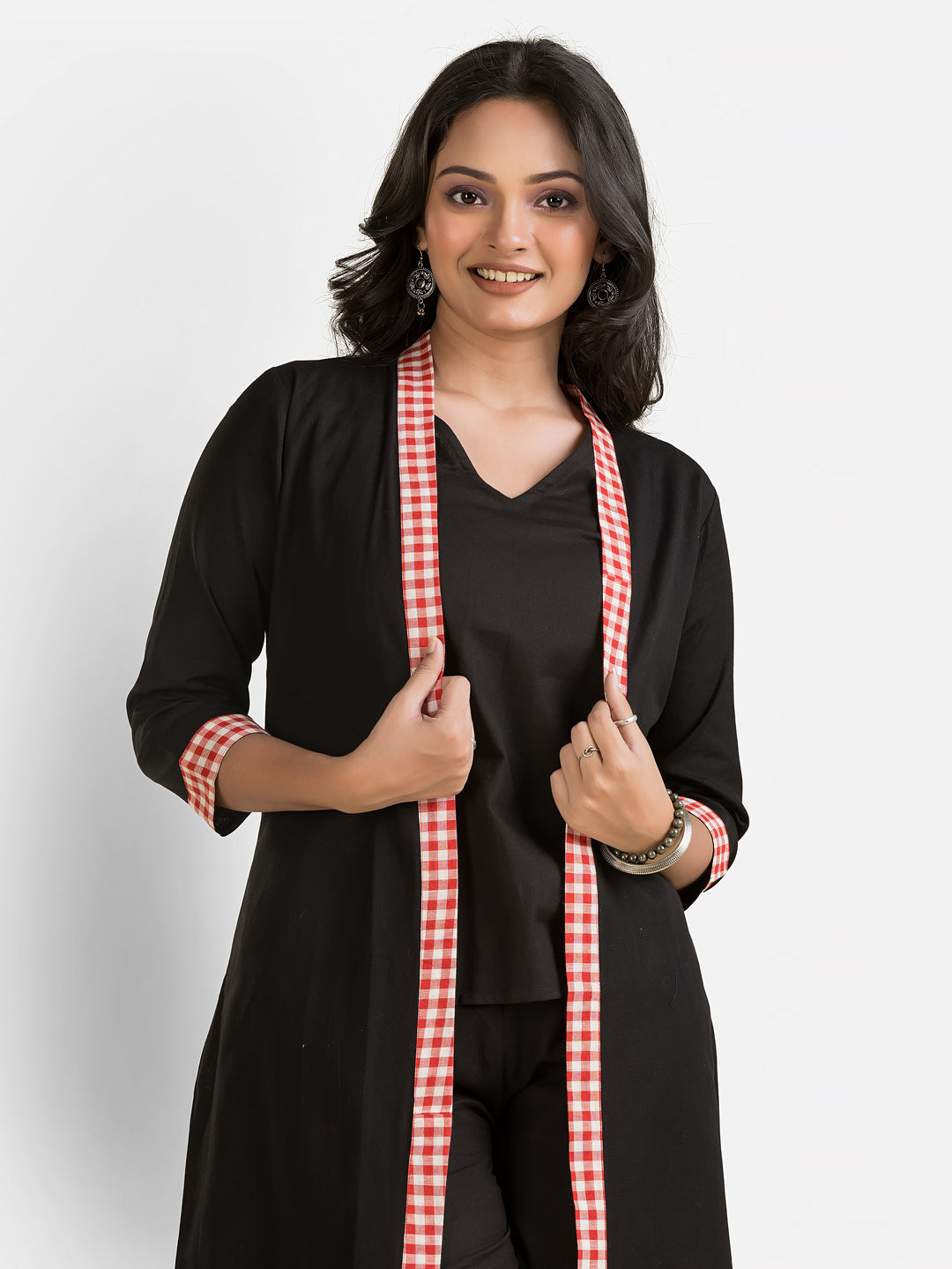 Women's Black Long Cotton Shrug