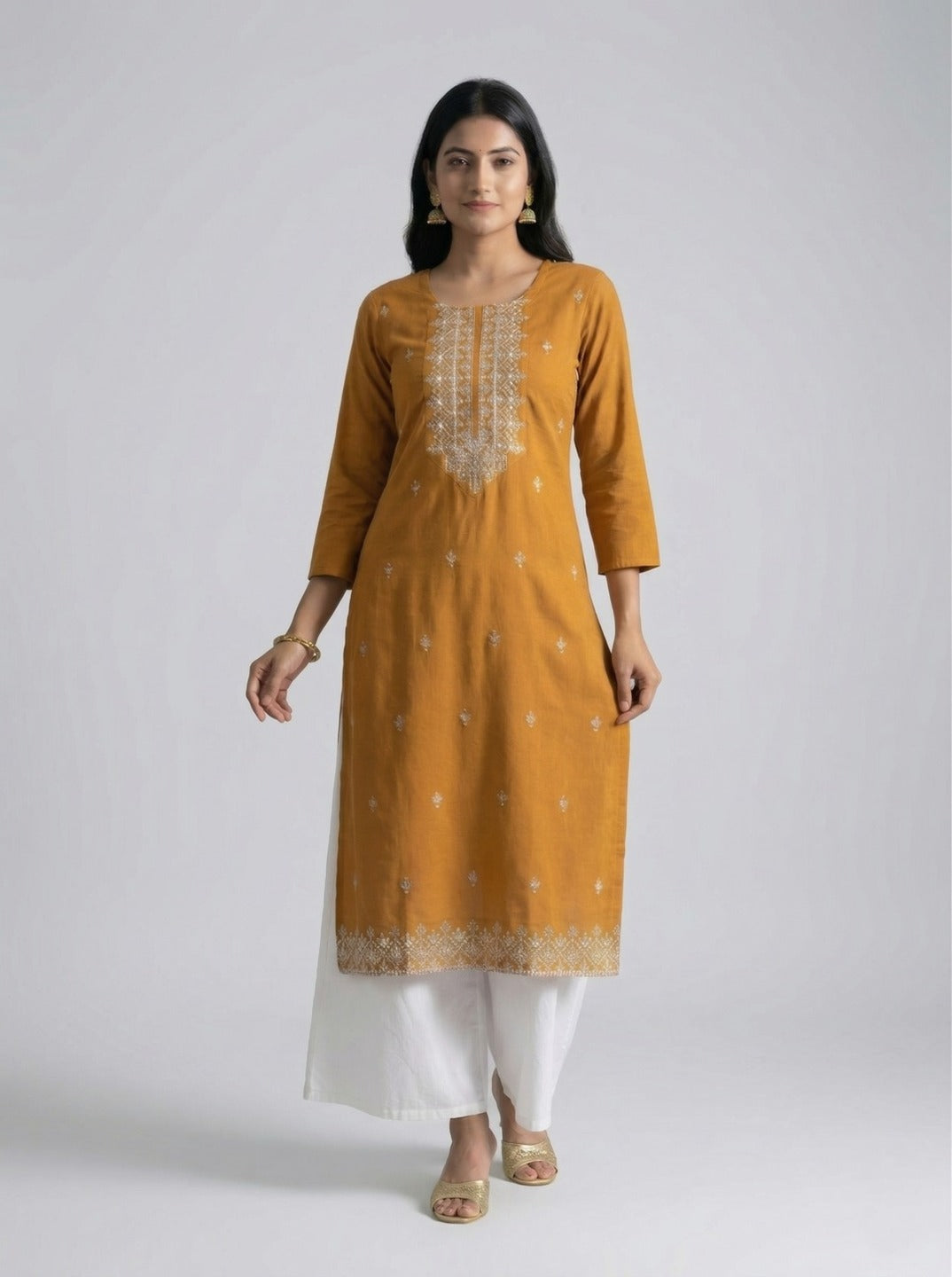 Women's Hand Work Yellow Kurti