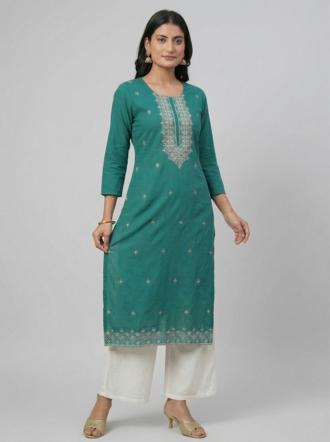 Women's Hand Work Green Kurti