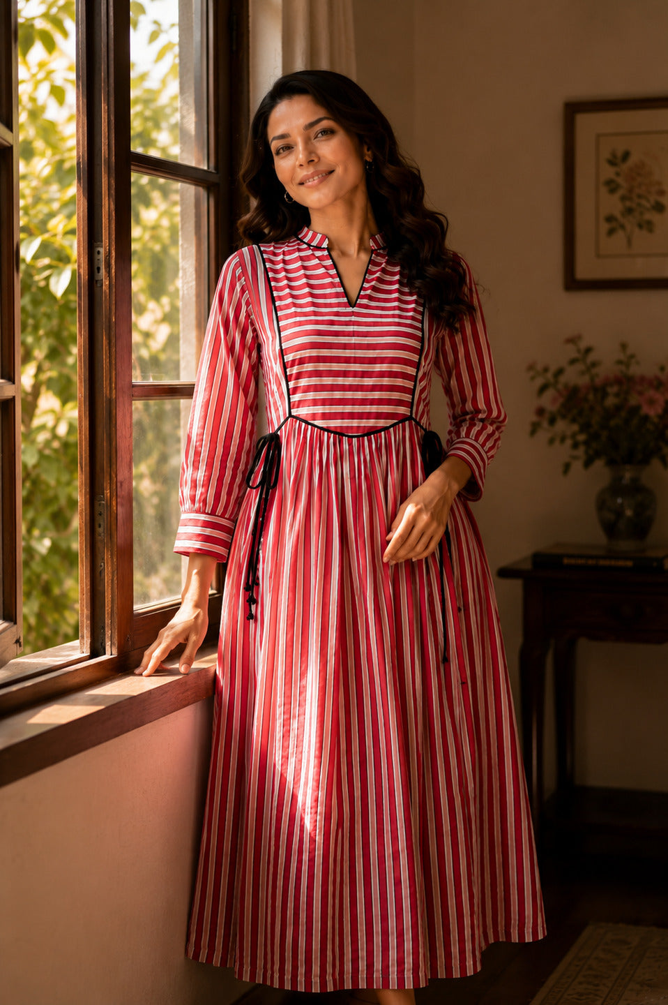 Women's Red 3/4th Sleeves dress