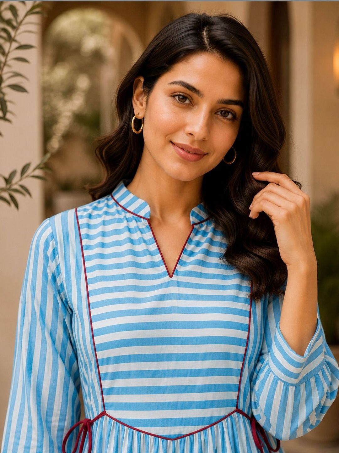 Women's Blue 3/4th Sleeves dress