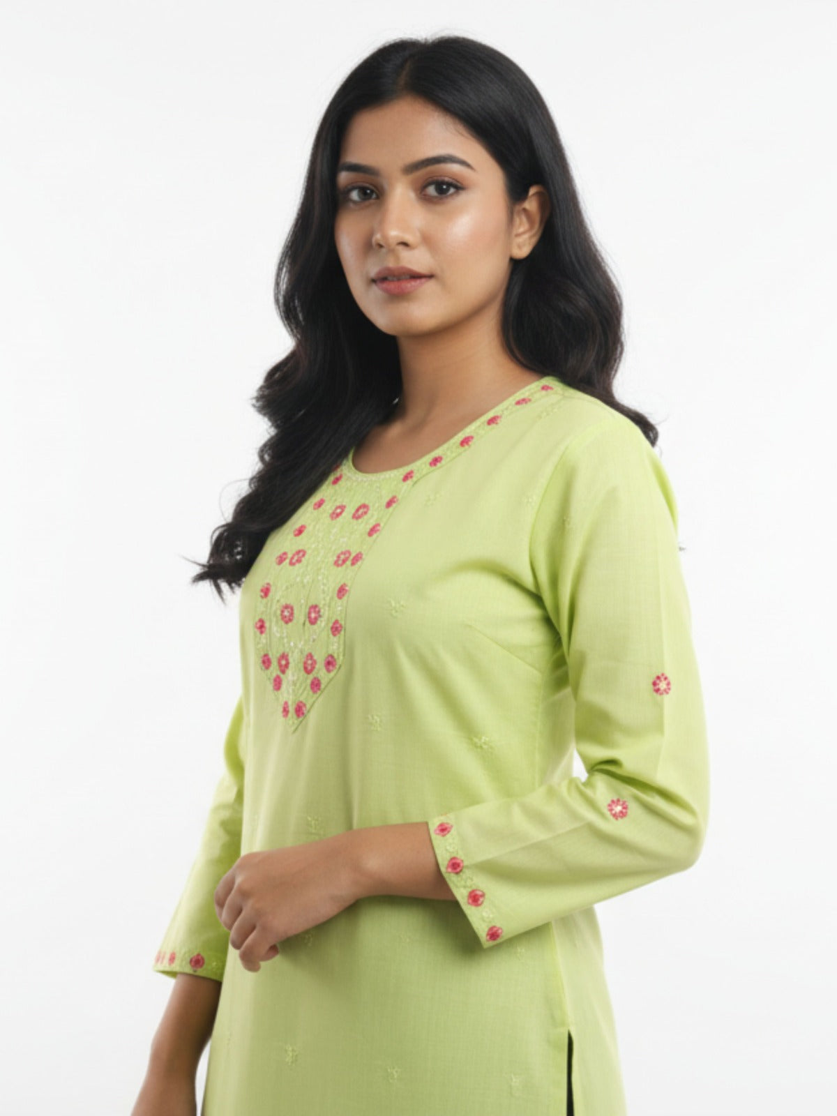 Women's Light Green 3/4th Sleeves Kurti