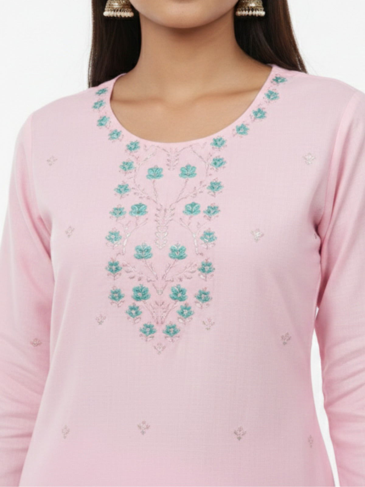 Women's Light Pink 3/4th Sleeves Kurti