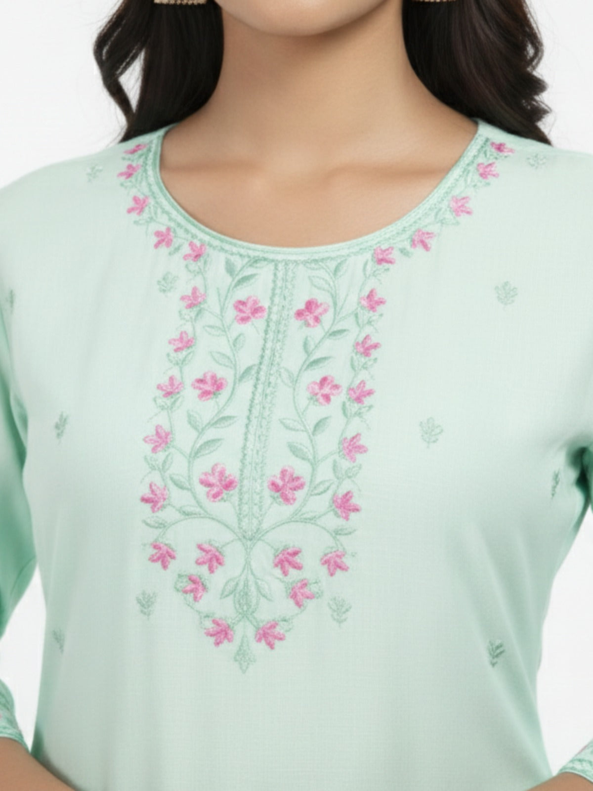 Women's Sea Green 3/4th Sleeves Kurti