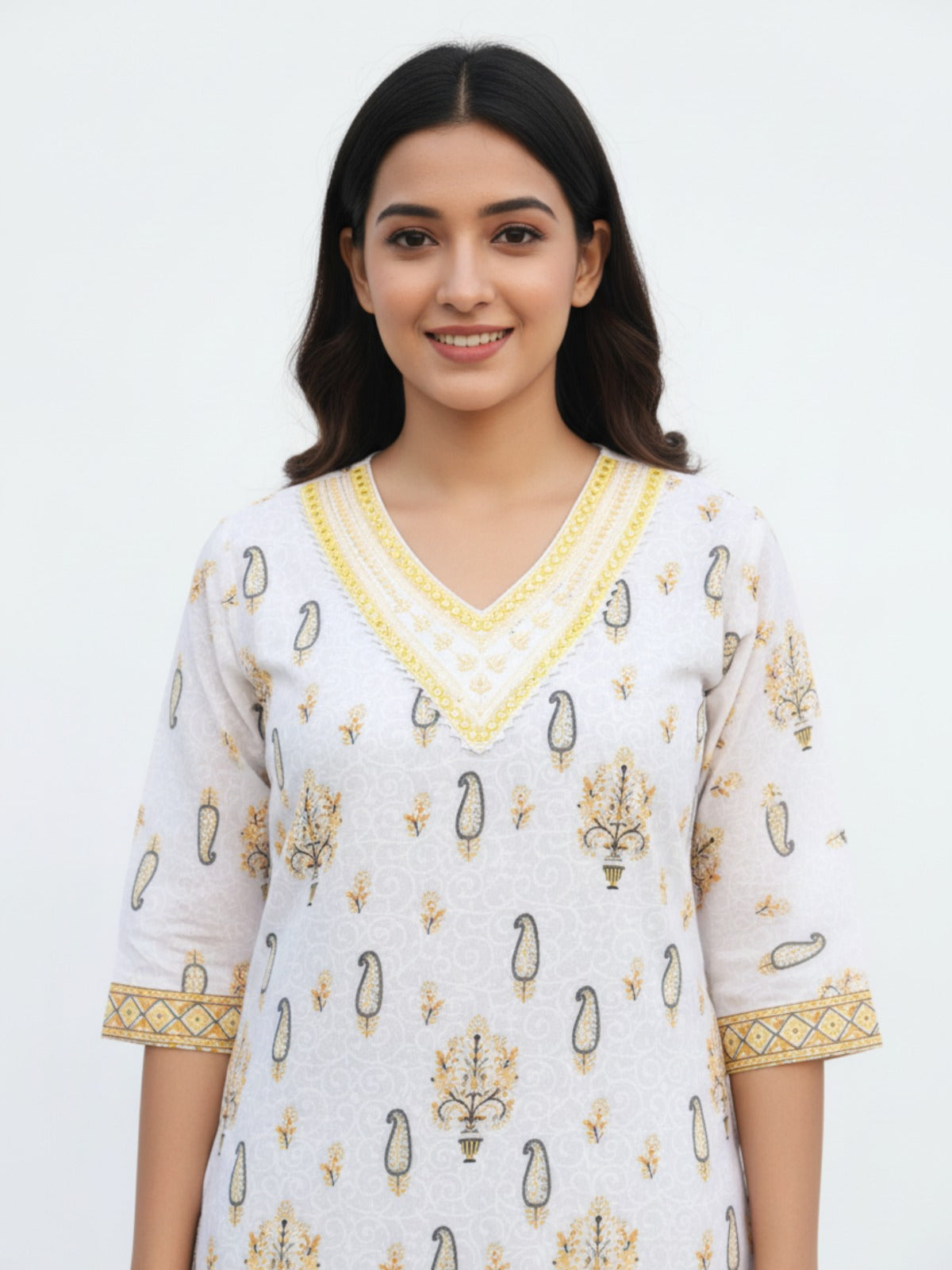 Women's 3/4th Sleeves Printed Kurti