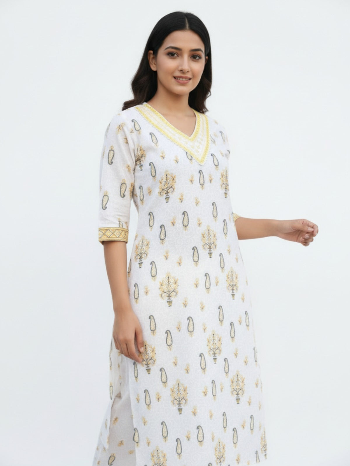 Women's 3/4th Sleeves Printed Kurti