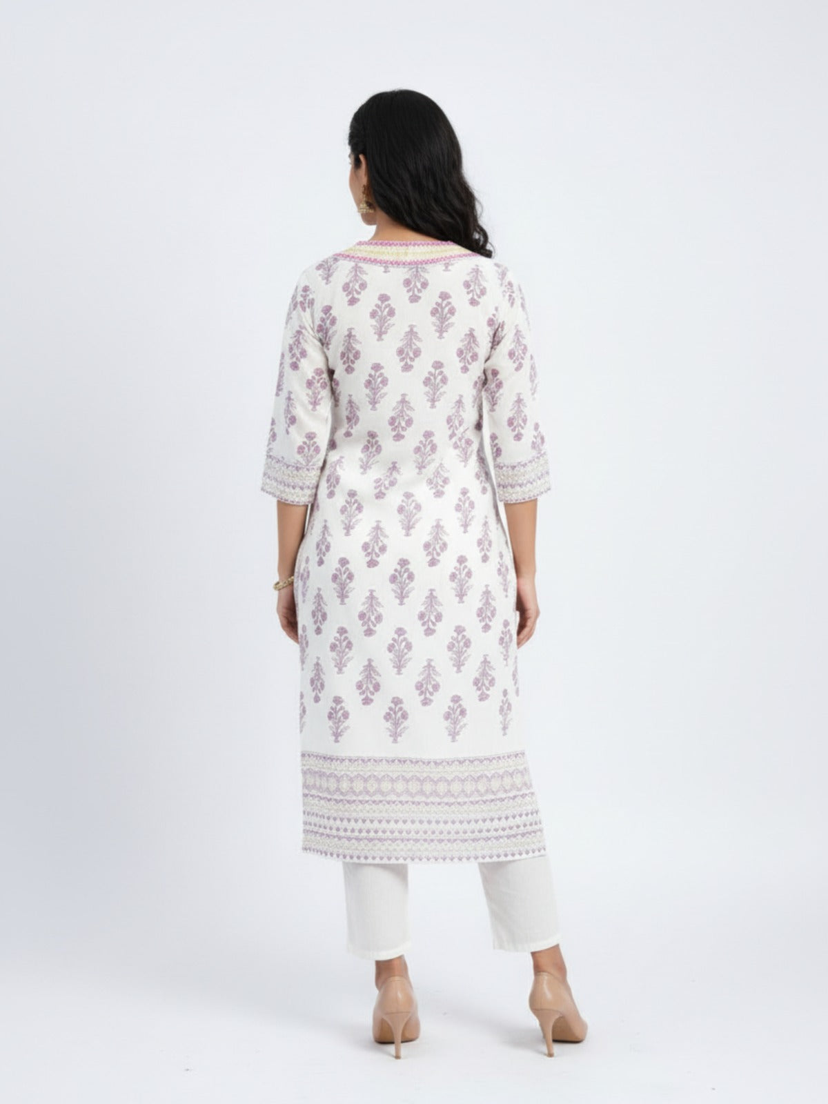 Women's V Neck 3/4th Sleeves Kurti