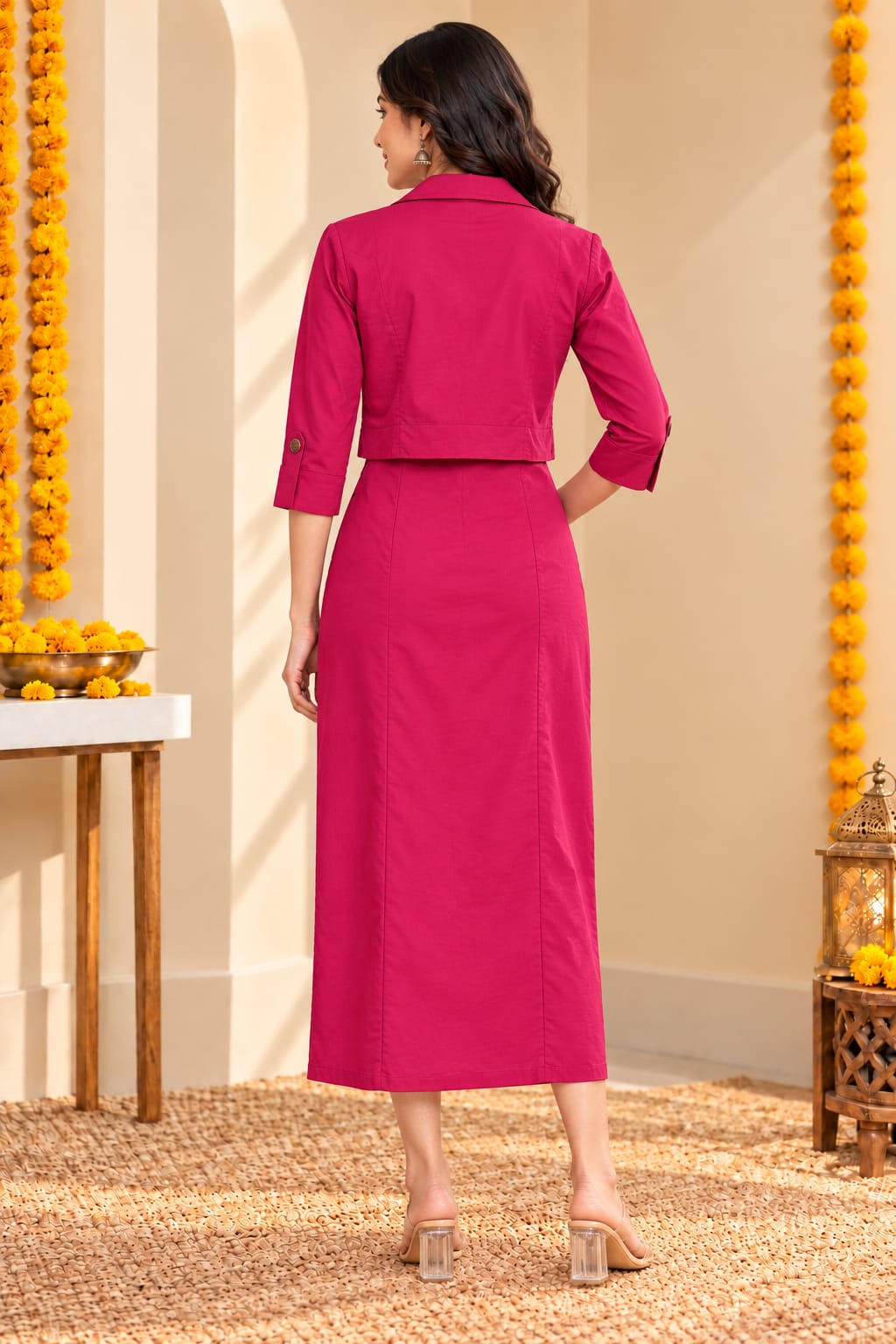 Women's Pink Dress With Jacket