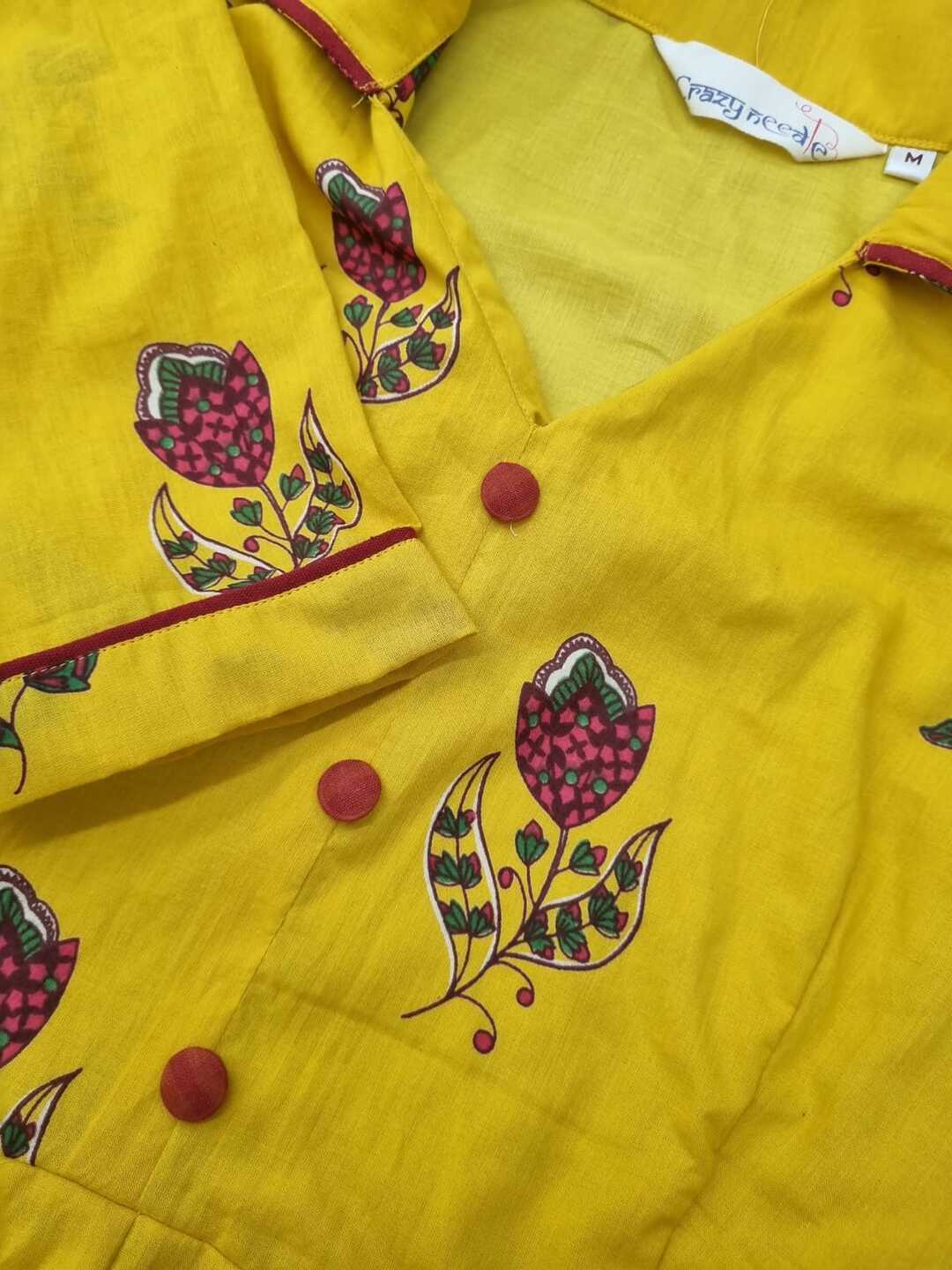 Women's Yellow Lapel Collar Dress