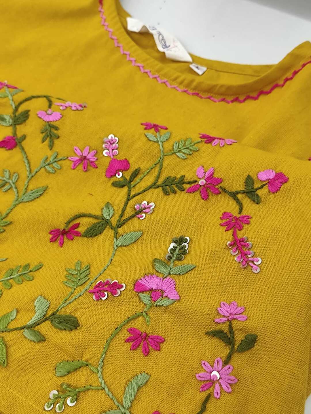 Women's Thread Work Yellow Dress