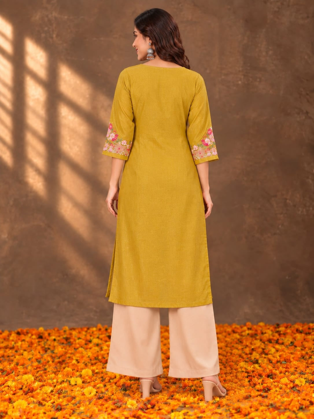 Women's Yellow Handwork Kurti